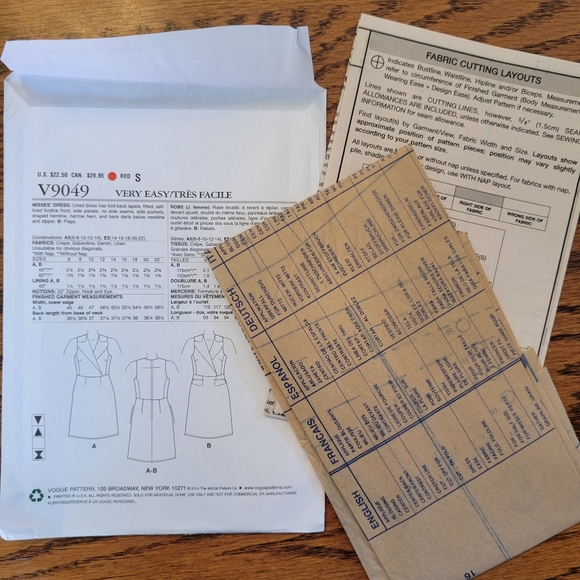 Very Easy Vogue Sewing Patterns (2) ~ Appear Unused ~ 2014 & 2015 ~ Retro Look - Picture 5 of 13